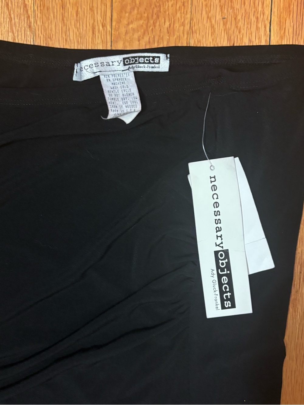 VTG 90s Necessary Objects Asymmetrical Ruched Midi Skirt Black Large NWT - Picture 3 of 8